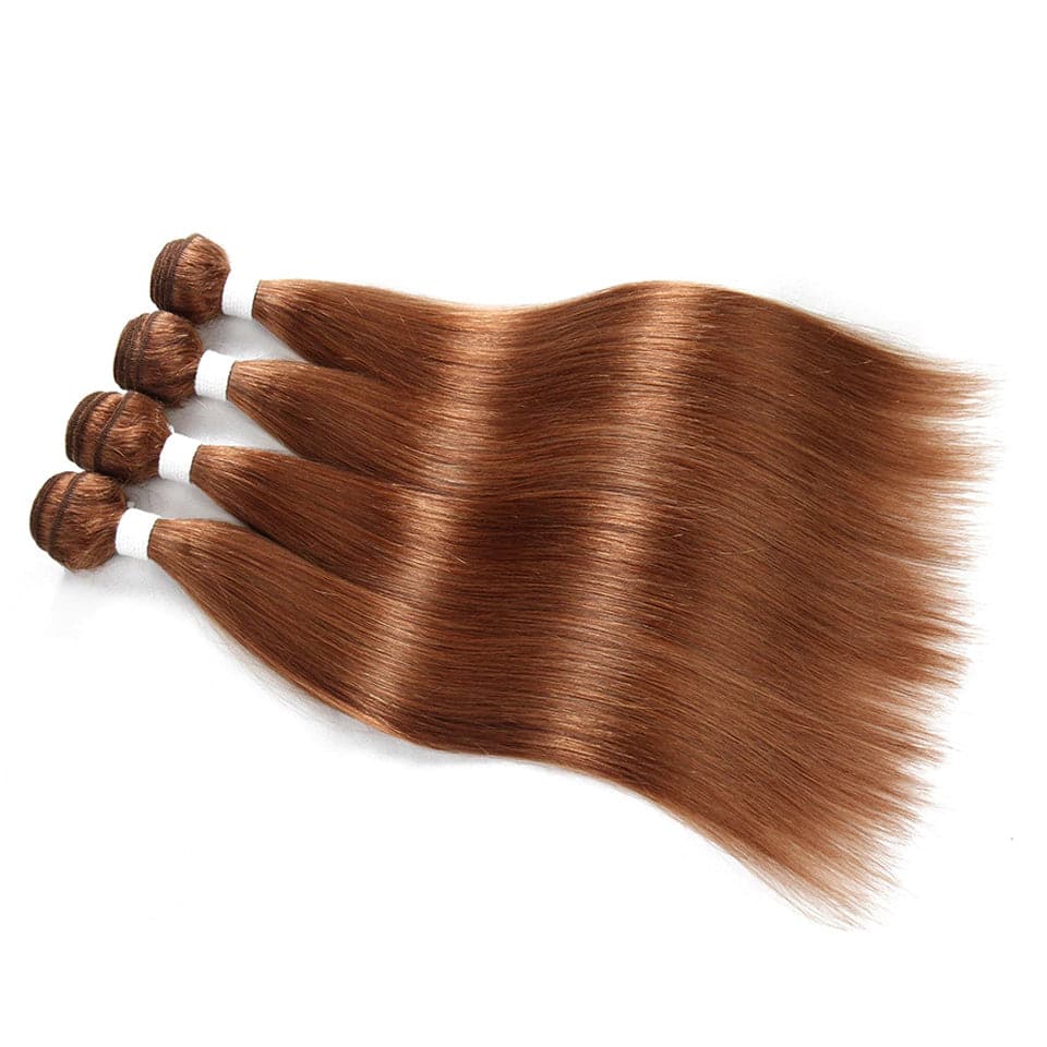 lumiere color #30 Straight Hair 3 Bundles With 13x4 Lace Frontal Pre Colored Ear To Ear - Lumiere hair