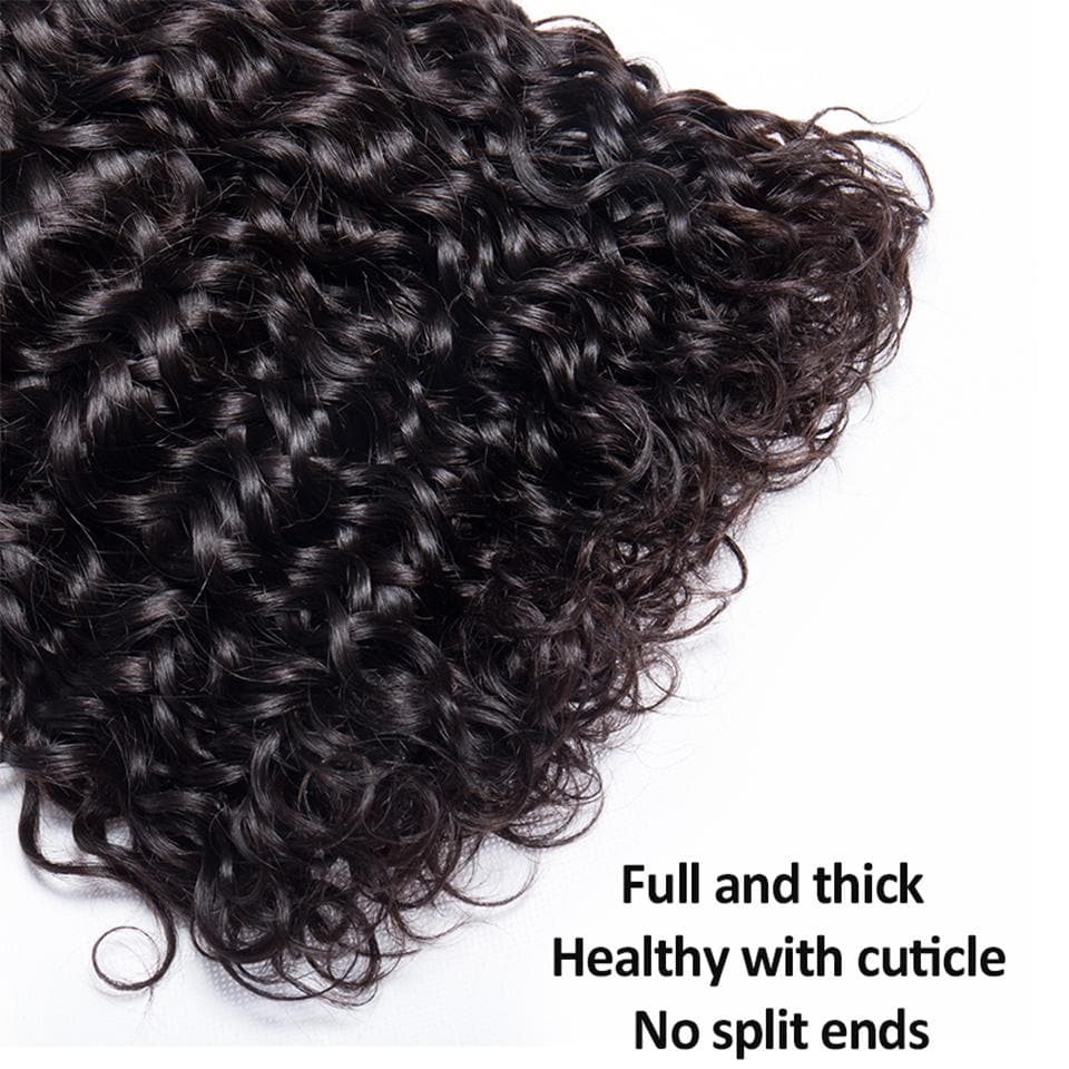 lumiere hair Indian Virgin Hair Water Wave 4 Bundles With 4X4 Lace Closure - Lumiere hair