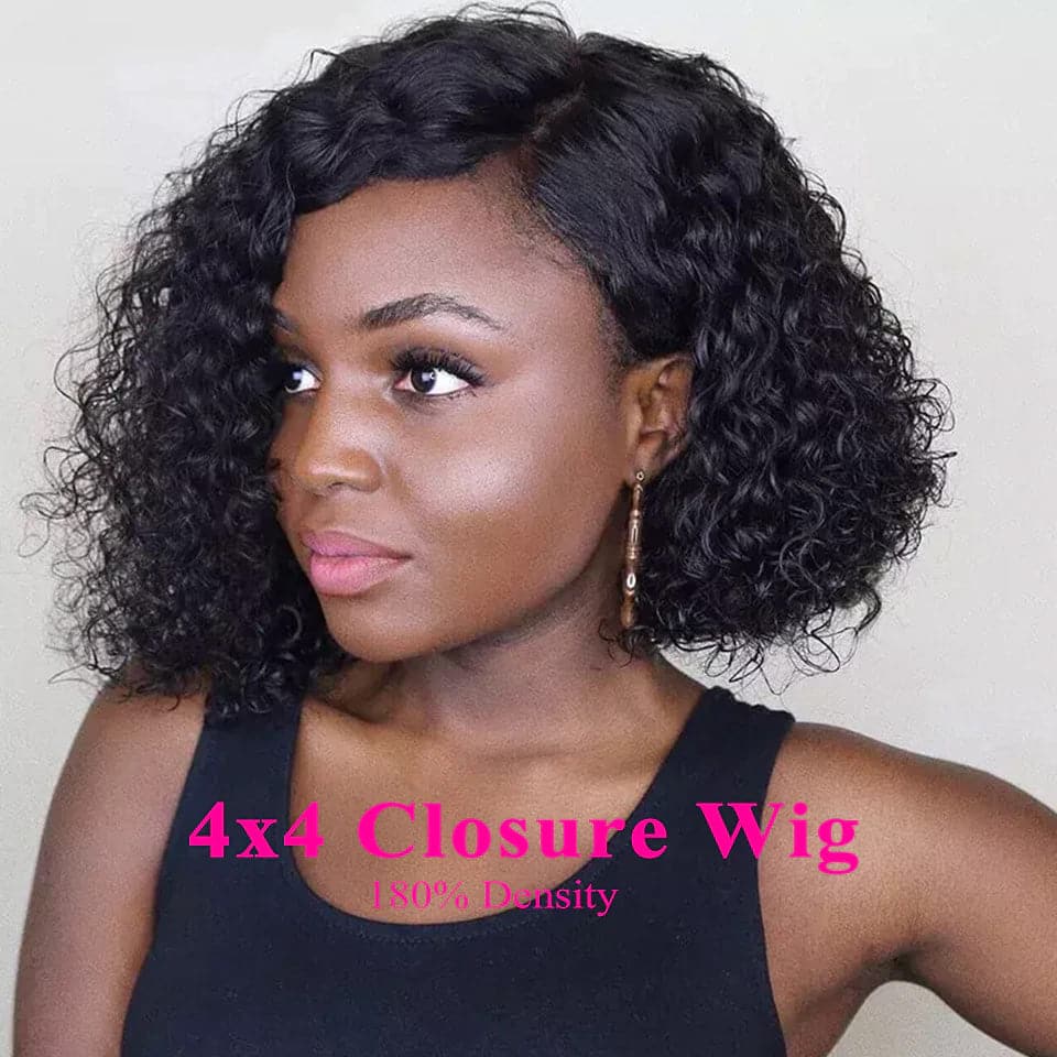 Pixie Cut Kinky Curly Bob Lace Front / Closure Human Hair Wig
