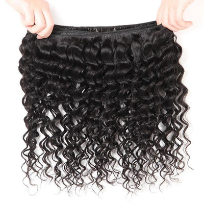 lumiere Indian Virgin Hair Deep Wave 3 Bundles with 13*4 Lace Frontal