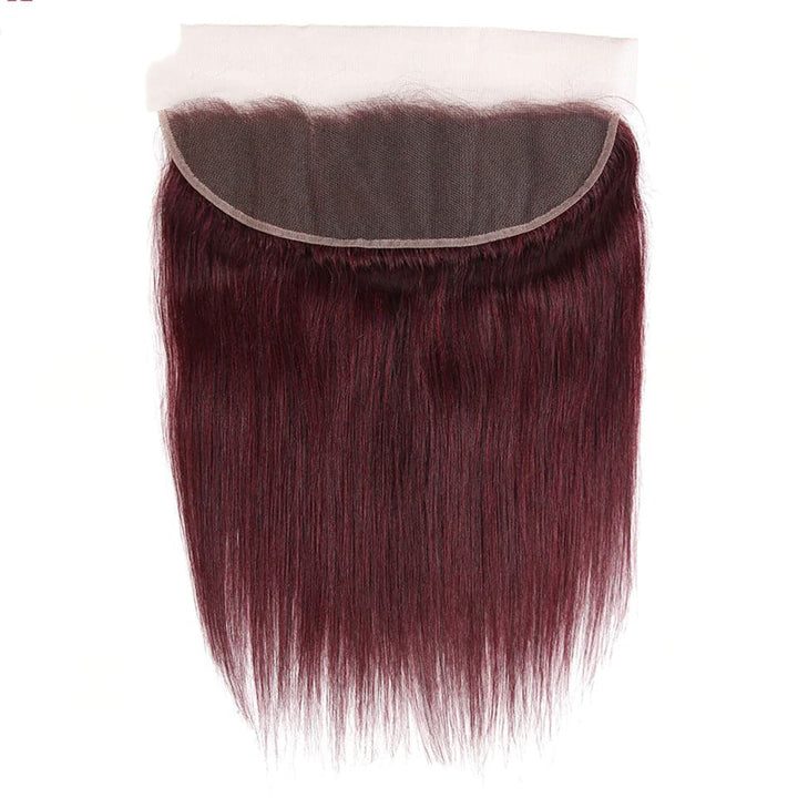 Lumiere Color 99j cabelo liso 4 pacotes com 13x4 renda frontal pré-colorida orelha a orelha 