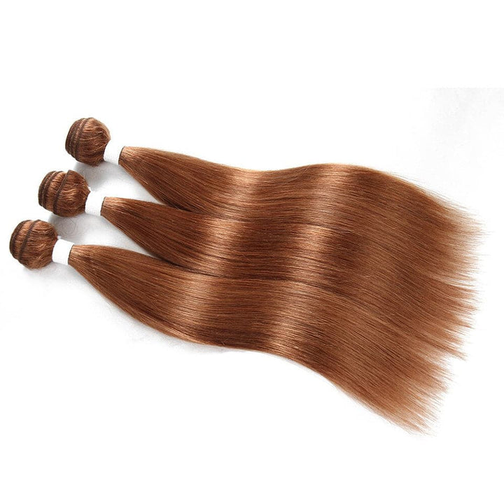 lumiere color #30 Straight Hair 4 Bundles With 4x4 Lace Closure Pre Colored human hair - Lumiere hair