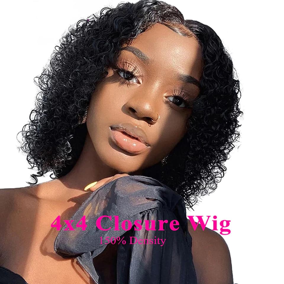 Pixie Cut Kinky Curly Bob Lace Front / Closure Human Hair Wig