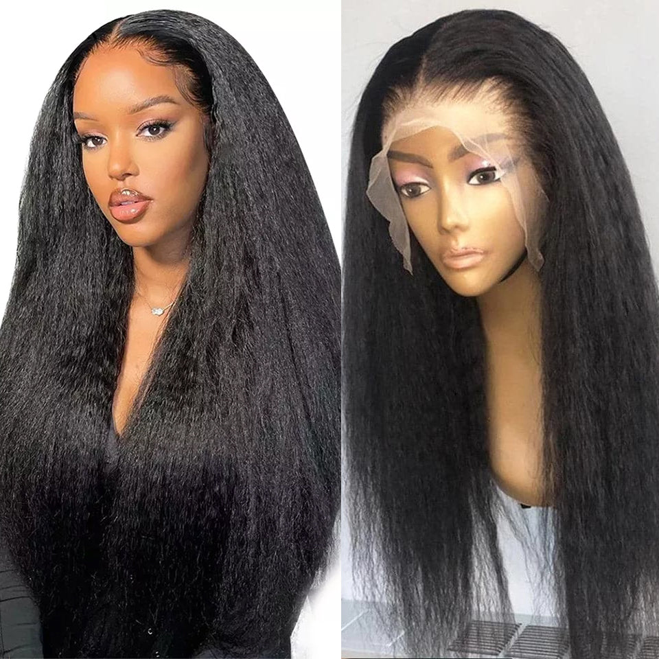 Kinky Straight Lace Frontal Wig Cheveux Humains Brésiliens 