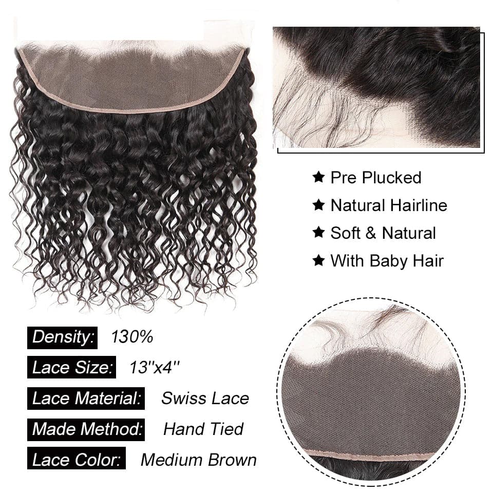Water Wave 4 Bundles With 13x4 Lace Frontal Brazilian Human Hair