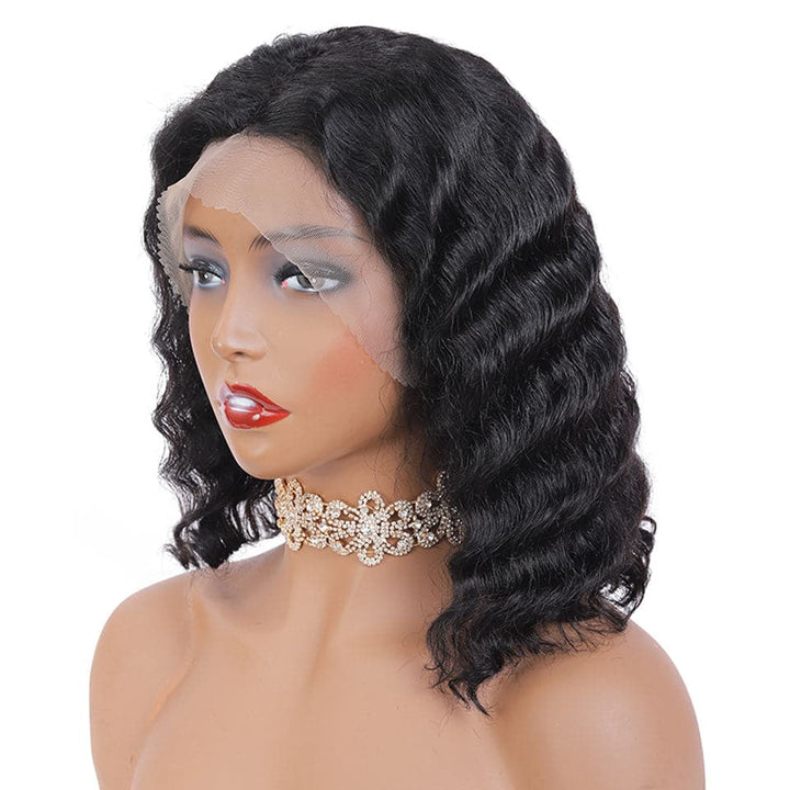Lumiere Deep Wave Short Bob T-Part Lace Perruques de cheveux humains pré-plumées 