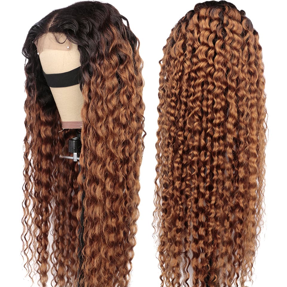 Lumiere 1B/30 Ombre Deep Wave 4x4/5x5/13x4 Lace Closure/Frontal 150%/180% Density Wigs For Women Pre Plucked