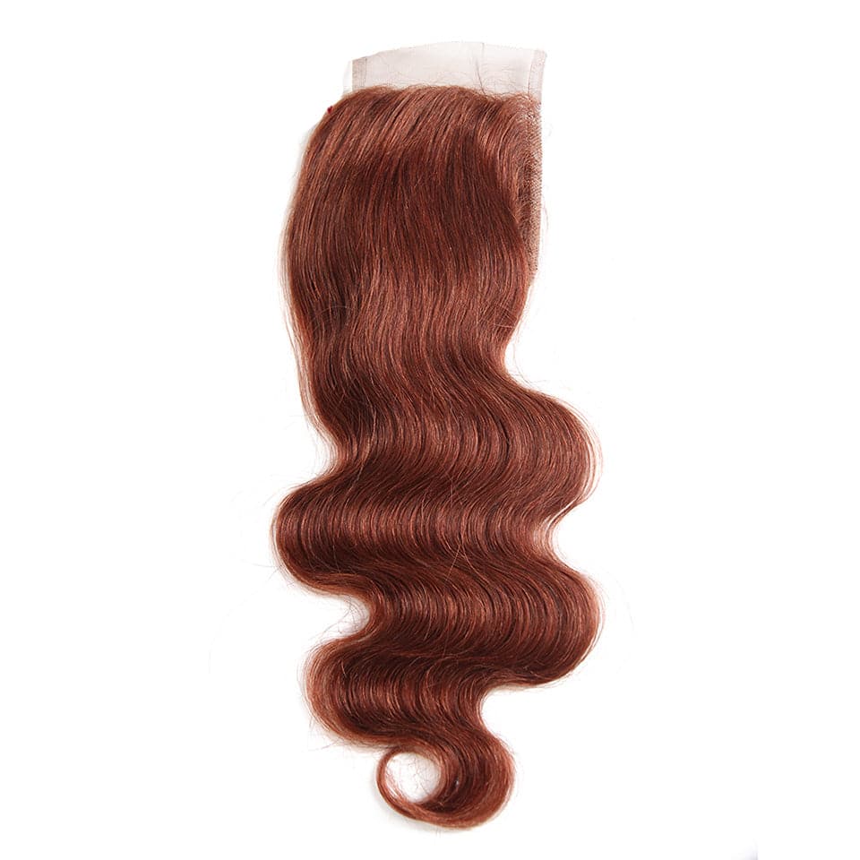 lumiere color #33 body wave 4 Bundles With 4x4 Lace Closure Pre Colored human hair