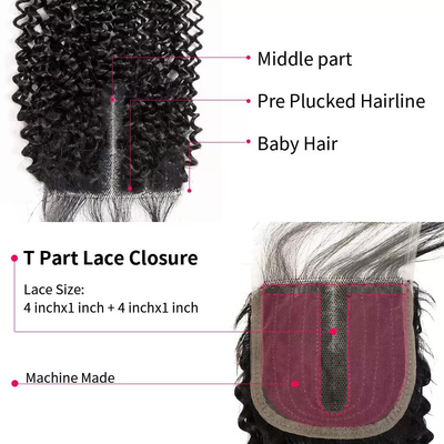 lumiere One Piece Kinky Curly Virign Human Hair 5X5/6X6/4x4x1 T part/ Lace Closure