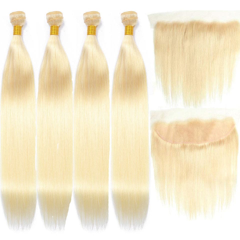 lumiere 613 Blonde Straight 4 Bundles with 13*4 Frontal Human Virgin Hair
