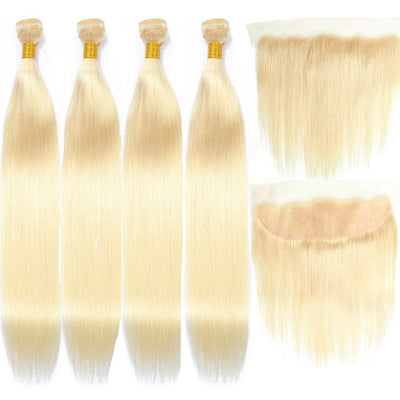 lumiere 613 Blonde Straight 4 Bundles with 13*4 Frontal Human Virgin Hair