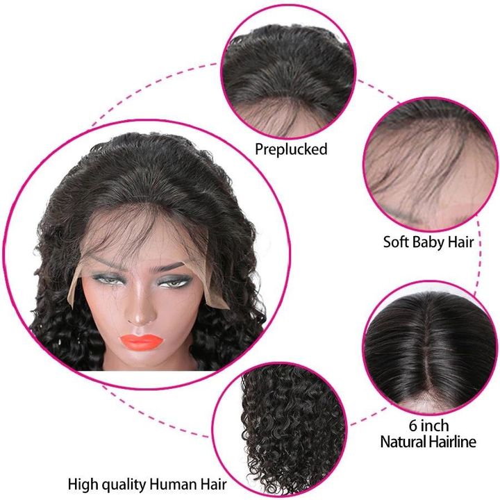 13x1x6 dentelle T partie crépus bouclés perruque dentelle fermeture perruques de cheveux humains pré plumé avec des cheveux de bébé 