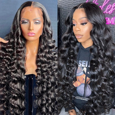 Loose Deep Glueless Wigs With Baby Hair Transparent HD Human Hair Wigs No Glue 4x4 Lace Closure Wigs