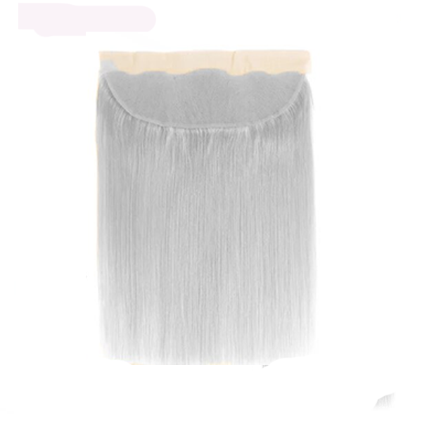 Gris argenté directement 3 paquets avec des prolongements frontaux de cheveux de la dentelle 13x4 