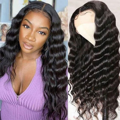 Flash Sale Loose Deep Wave 13x6x1 T Part Lace Frontal Wig Human Hair Wavy Wigs for Women
