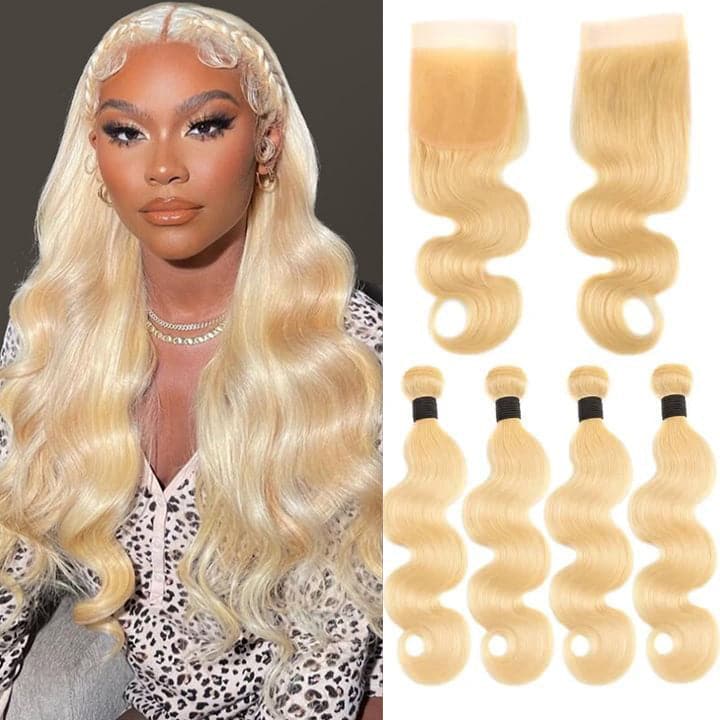 lumiere 613 Blonde Body Wave 4 Bundles with 4*4 Closure Human Virgin Hair - Lumiere hair