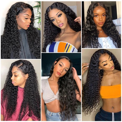 Water Wave 4 Bundles With 13x4 Lace Frontal Brazilian Human Hair
