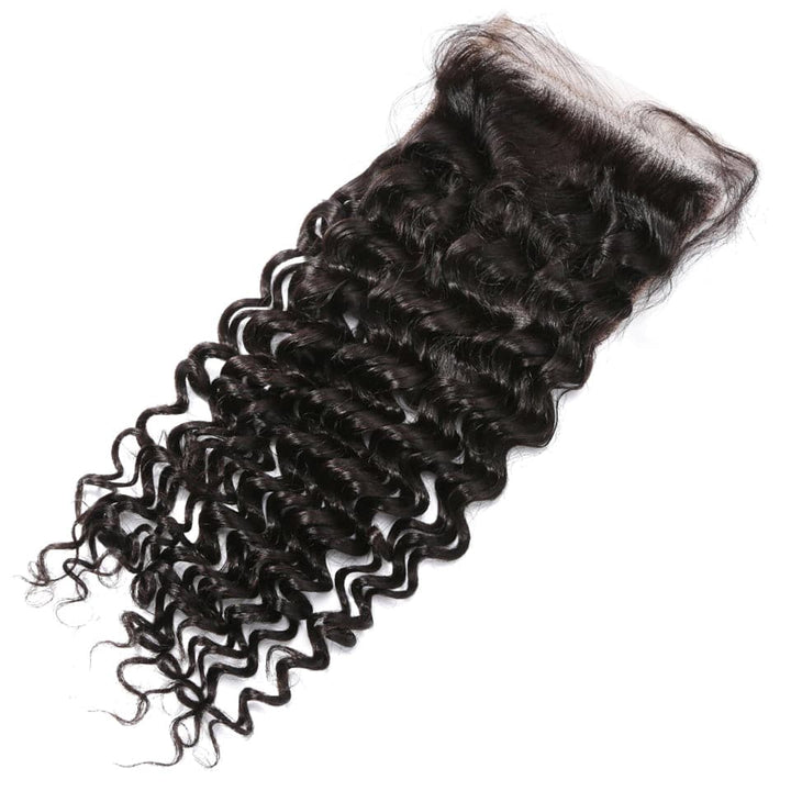 Vague profonde 28 30 40 pouces 4 faisceaux avec fermeture 4x4 cheveux brésiliens Remy 100% extensions de cheveux humains bouclés naturels