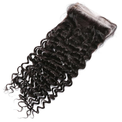 Deep Wave 28 30 40 Inch 4 Bundles with 4x4 closure Brazilian Remy Hair 100% Natural Curly Human Hair Extensions