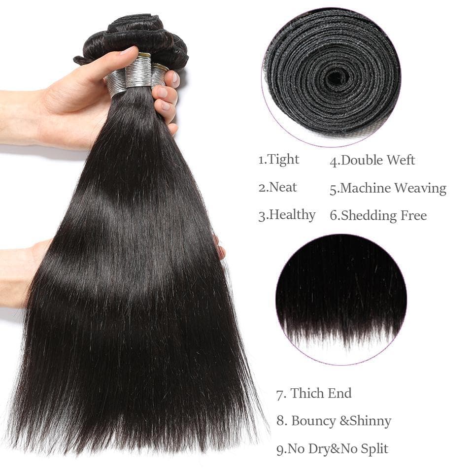 lumiere brazilian Virgin Hair Straight 3 Bundles with 4*4 Lace closure