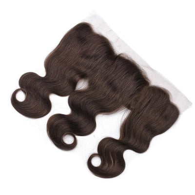 lumiere #4 Brown Body Wave 4 Bundles With 13x4 Lace Frontal Pre Colored Ear To Ear - Lumiere hair