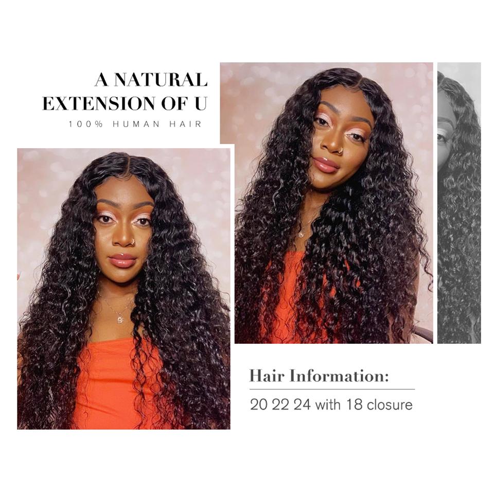 Peruvian Kinky Curly Hair 4 Bundles With 13x4 Frontal Curly Human Hair Transparent Lace closure