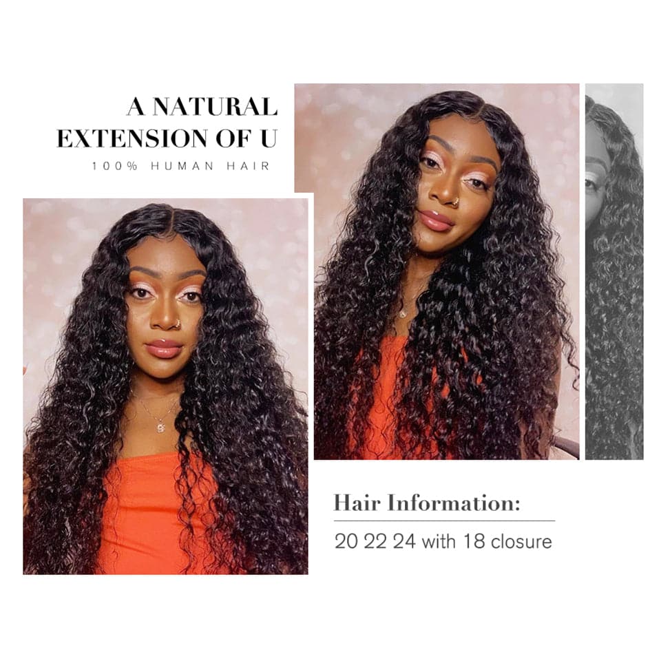 Indian Kinky Curly 3 Bundles with 13x4 Transparent Lace Frontal Pre Plucked