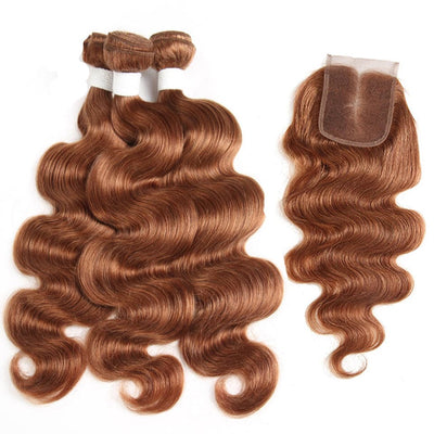 lumiere color #30 body wave 4 Bundles With 4x4 Lace Closure Pre Colored human hair - Lumiere hair