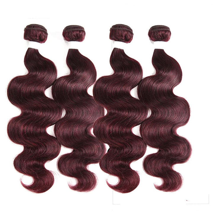 Red Bundles 99J Color Body wave 4 Bundles 100% Virgin Human Hair Extension