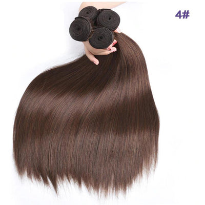 lumiere #4 Brown Straight Hair 3 Bundles With 13x4 Lace Frontal Pre Colored Ear To Ear - Lumiere hair