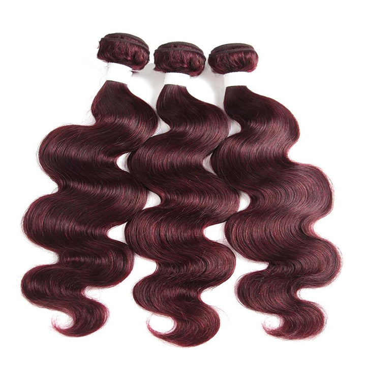 Red Bundles 99J Body Wave 3 Bundles With 4X4 Lace Closure pre-Colored 100% virgin human hair