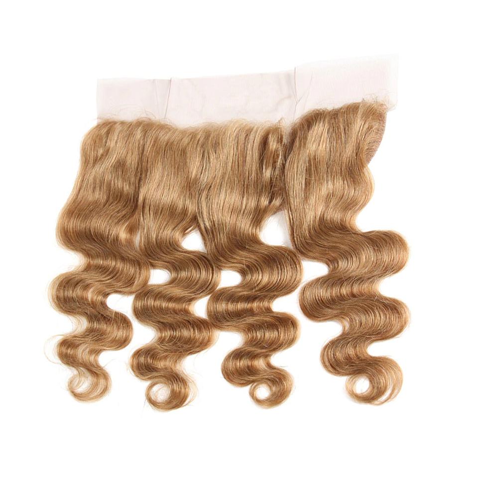 lumiere #27 light Brown body wave 4 Bundles With 13x4 Lace Frontal Pre Colored Ear To Ear - Lumiere hair