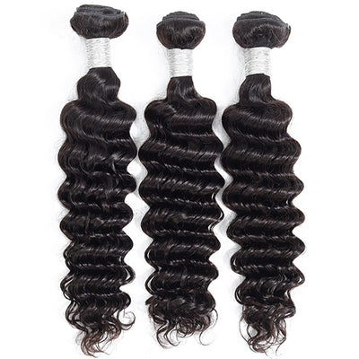 lumiere Hair Indian Deep Wave Virgin Hair 3 Bundles Human Hair Extension 8-40 inches