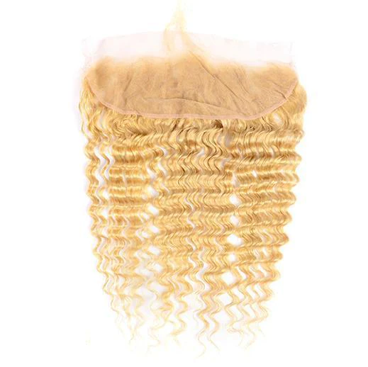 One Piece 613 Blonde Deep Wave 13 * 4 Cheveux Vierges Frontaux