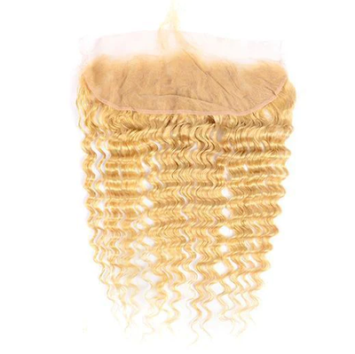 One Piece 613 Blonde Deep Wave 13 * 4 Cheveux Vierges Frontaux