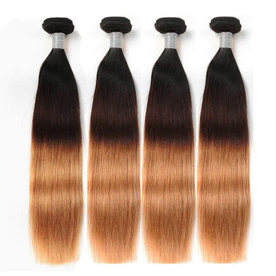 lumiere 4 Bundles Ombre 1b/4/27 Color Straight Virgin Human Hair Extension - Lumiere hair