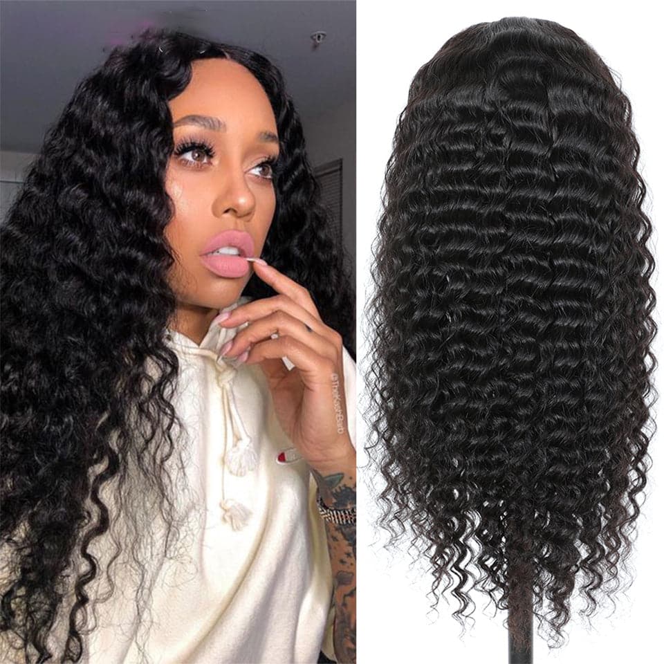 Deep Wave 360 Lace Frontal Wig 150 Density Human Hair Wigs Pre Plucked