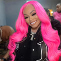 Hot Dark Pink Body Wave Lace Front Wig Human Hair For Women