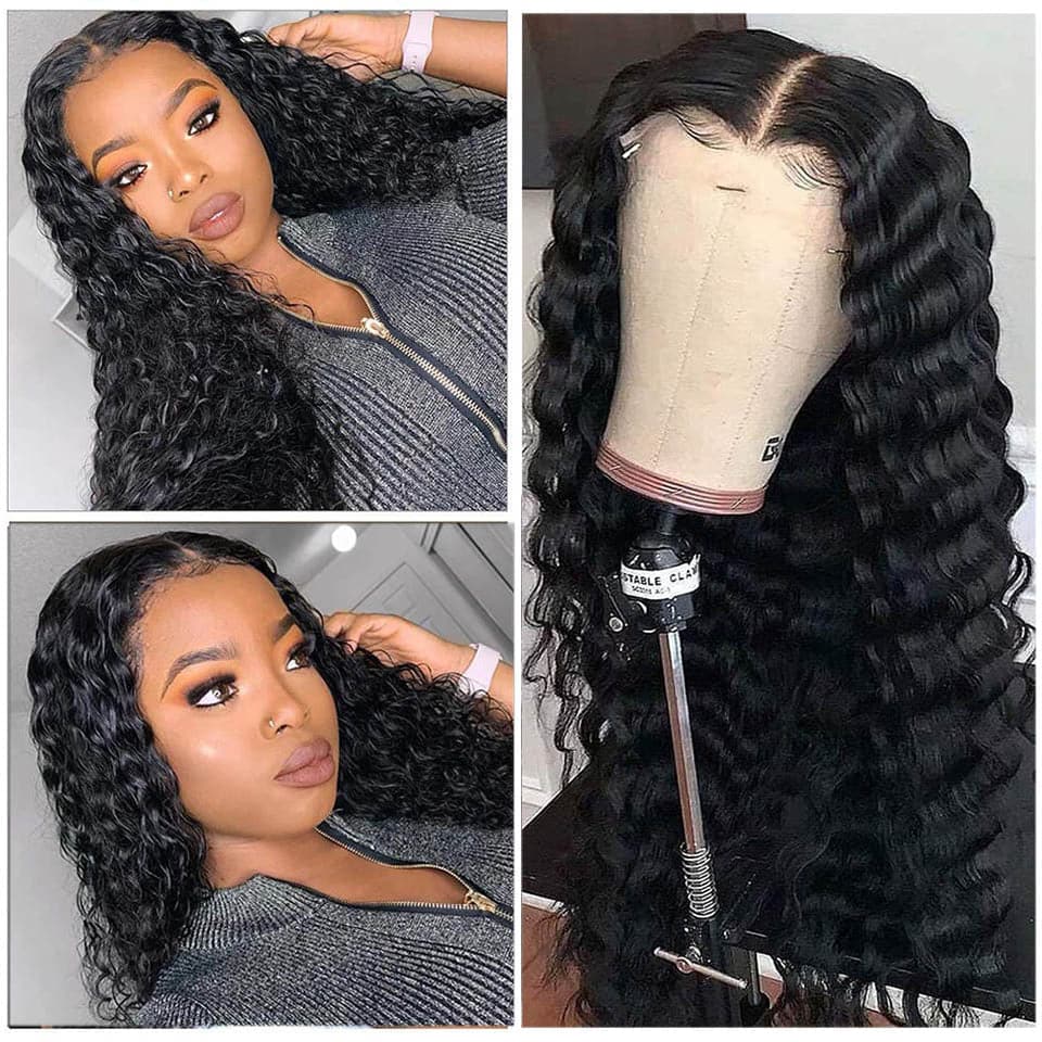 Loose Deep Human Hair Wigs 4x4x1 T Part Lace Closure Wig For Black Women Prelucked Hairline