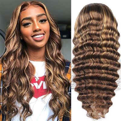 30 32 Inch P4/30 Honey Blonde Loose Deep Wave Wig Human Hair 13x4 Lace Front Human Hair Highlight Wigs