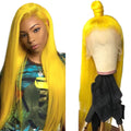 Yellow Straight Lace Frontal Wigs Virgin Human Hair With Baby Hair