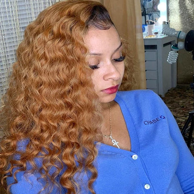 Lumiere 1B/27 Ombre Deep Wave 4x4/5x5/13x4 Lace Closure/Frontal 150%/180% Density Wigs For Women Pre Plucked