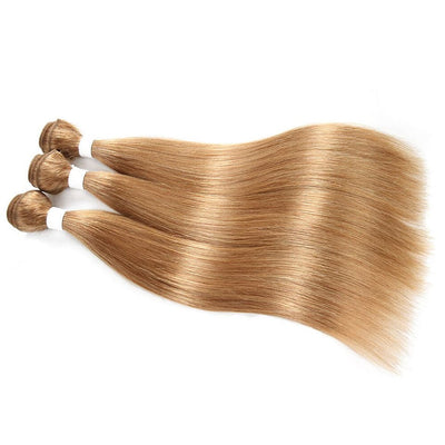 Color #27 light Brown Straight Hair Weave 4 Bundles 100% Virgin Human Hair - Lumiere hair