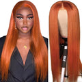 #350 Ginger Straight HD Transparent Lace Frontal Wigs For Women Human Hair