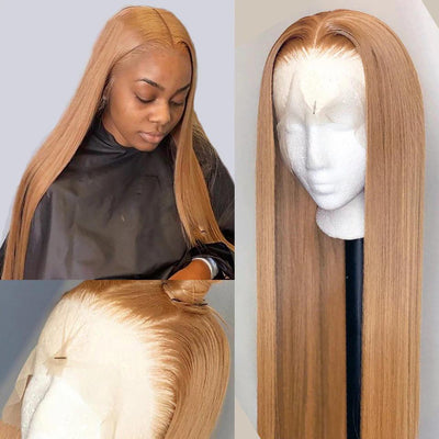 [destiny] lumiere Straight #27 colored honey blonde 4x4/5x5/13x4 Lace Closure/Frontal 150%/180% Density wigs with baby hair [TikTok] - Lumiere hair