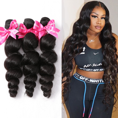 lumiere 3 Bundles Loose Wave Indian Virgin Human Hair Extension 8-40 inches - Lumiere hair