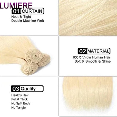 lumiere 613 Blonde Straight 3 Bundles with 13*4 Frontal Human Virgin Hair