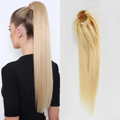 613 Blonde Straight Drawstring Ponytail Human Hair Extensions