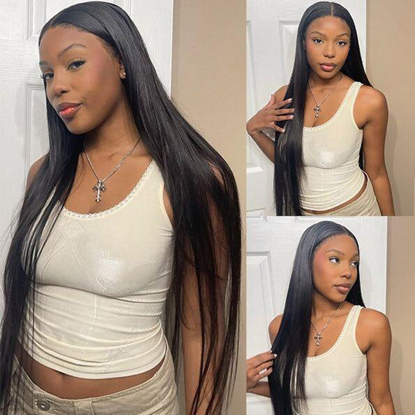 3D Dome Cap Pre Cut Straight HD 4X6 Lace Glueless Lace Closure Wigs for Black Women