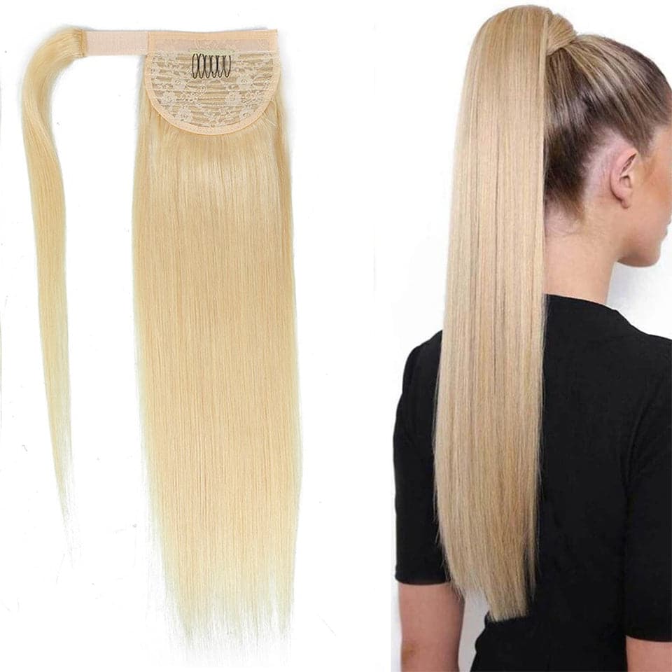 613 Straight Wrap Around Ponytail Human Hair Extensions Color Hairpie –  Lumiere Hair